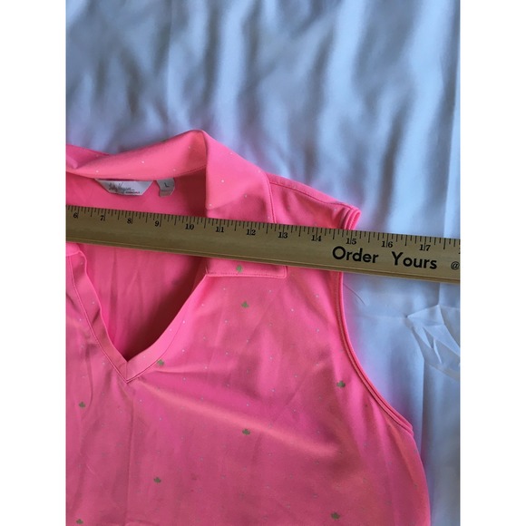 Lady Hagen Essentials Polo Shirt Womens Large Pink Sleeveless Golf V Neck Dotted - Picture 8 of 11